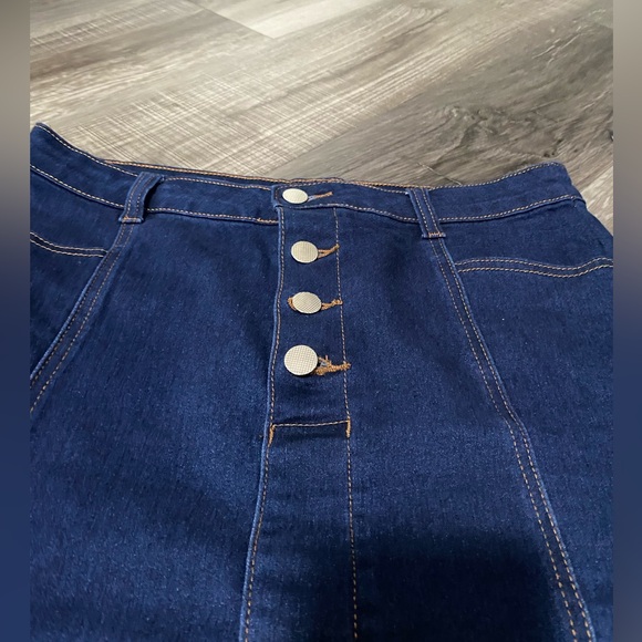 Denim High Waisted Button up Midi Womens Skirt  size XL - Picture 4 of 4